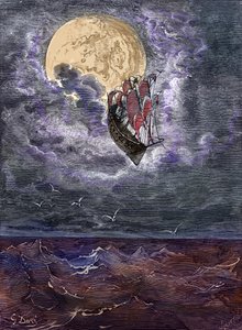 ミュンハウゼン男爵：月への航海、ドレ作。 作： Gustave Dore